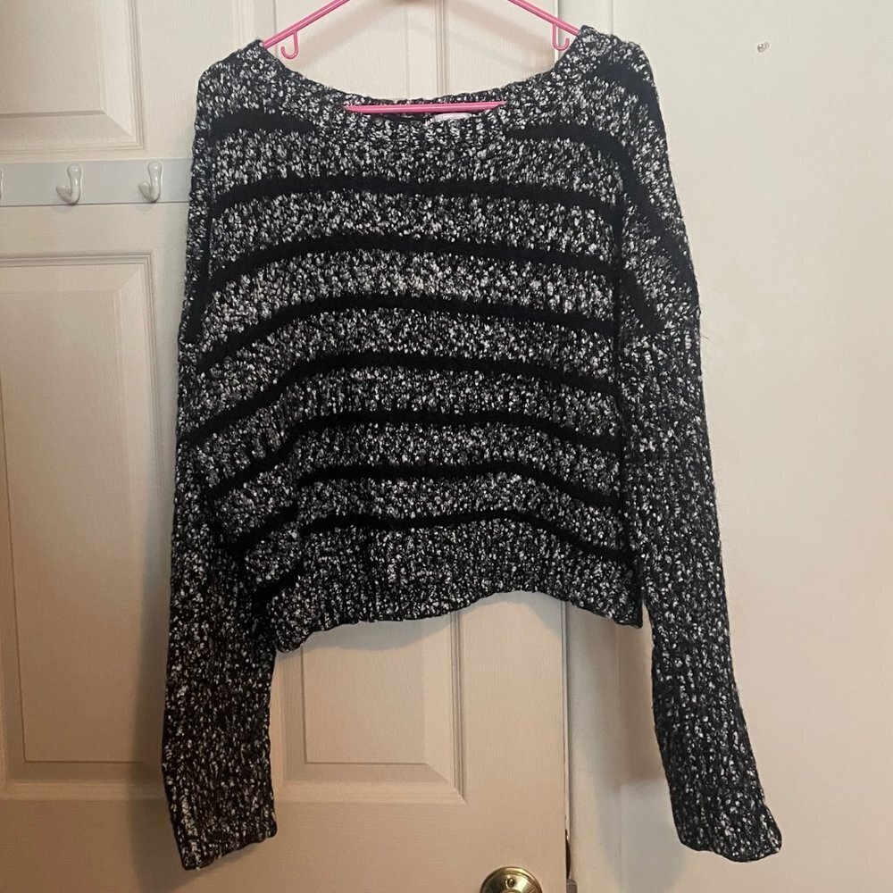 Womens Xhilaration Over Sized Cropped Chunky Knit Stripe Sweater Size XXL